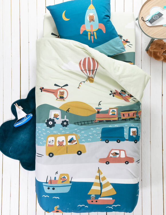 Bedrukt bedlinnen voor kinderen Trafic, 1 persoon - katoen (beige) Bedrukt bedlinnen voor kinderen Trafic, 1 persoon - katoen (beige)